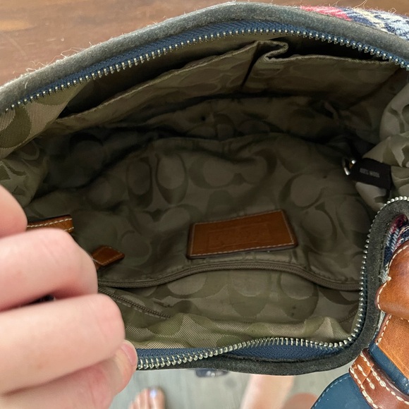 Coach Vintage Tartan Red Plaid Buckle Charm Shoulder Bag Suede - Picture 10 of 10